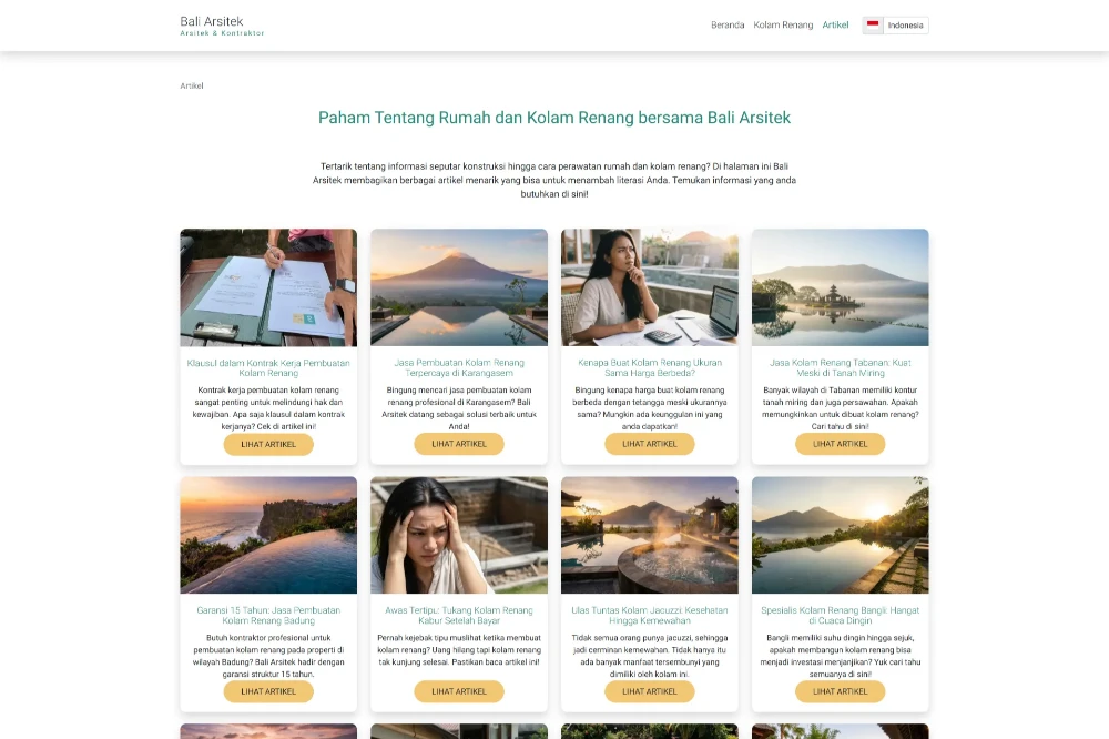 halaman artikel untuk penunjang SEO