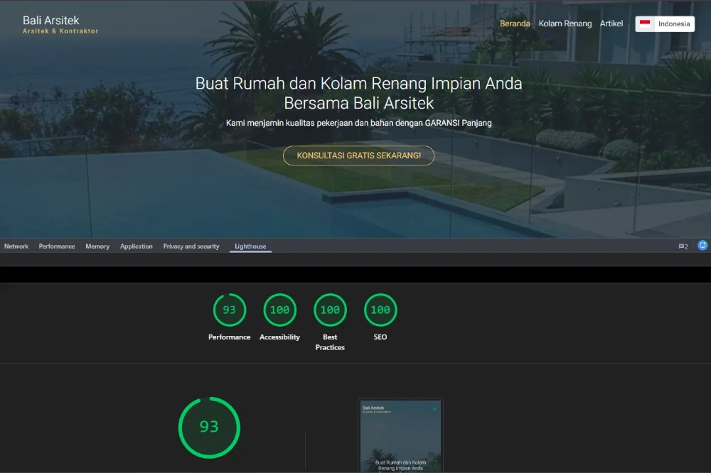 hasil pengujian performa website