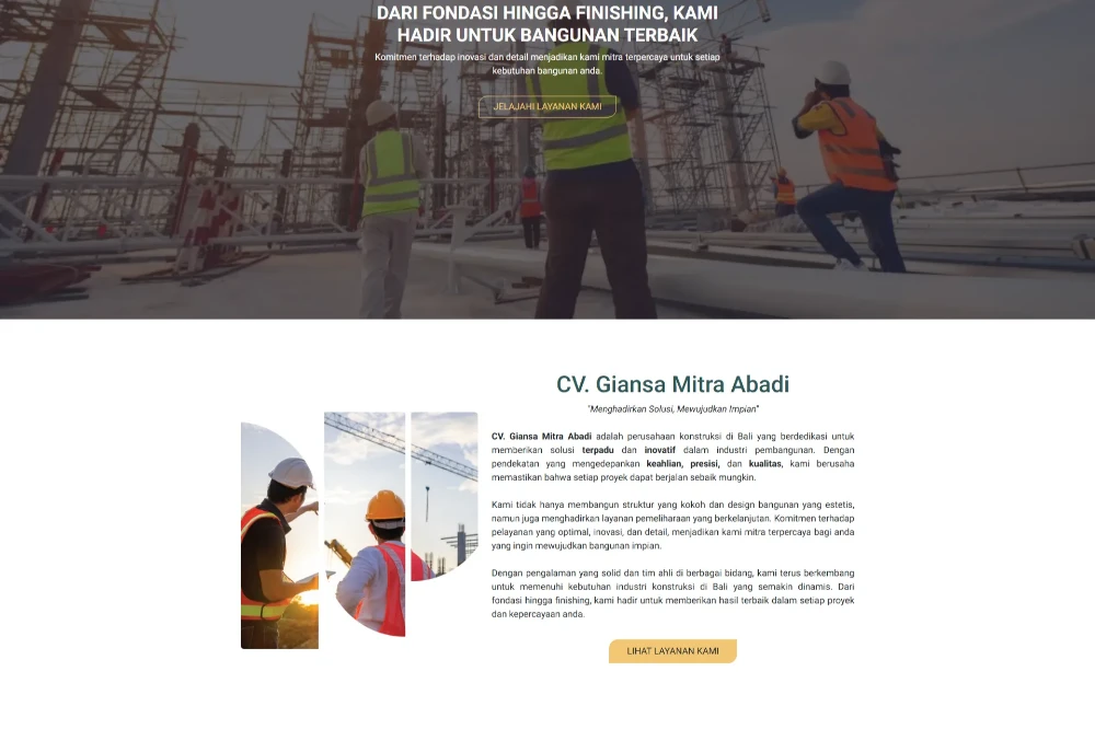 halaman utama website giansa mitra abadi