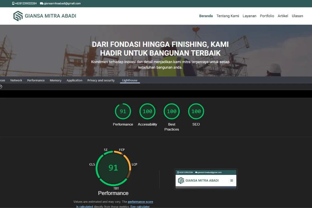 hasil pengujian optimasi web giansa mitra abadi