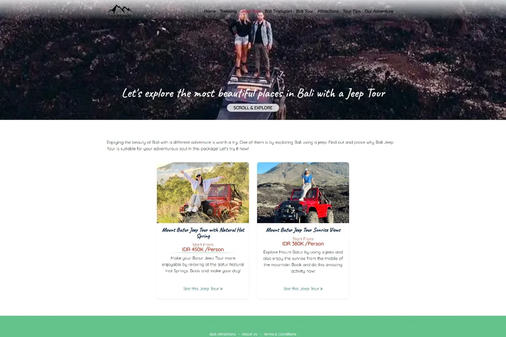 halaman layanan Gunung Batur Guide