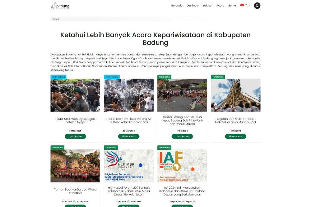 Halaman Event Pariwisata SITA Badung