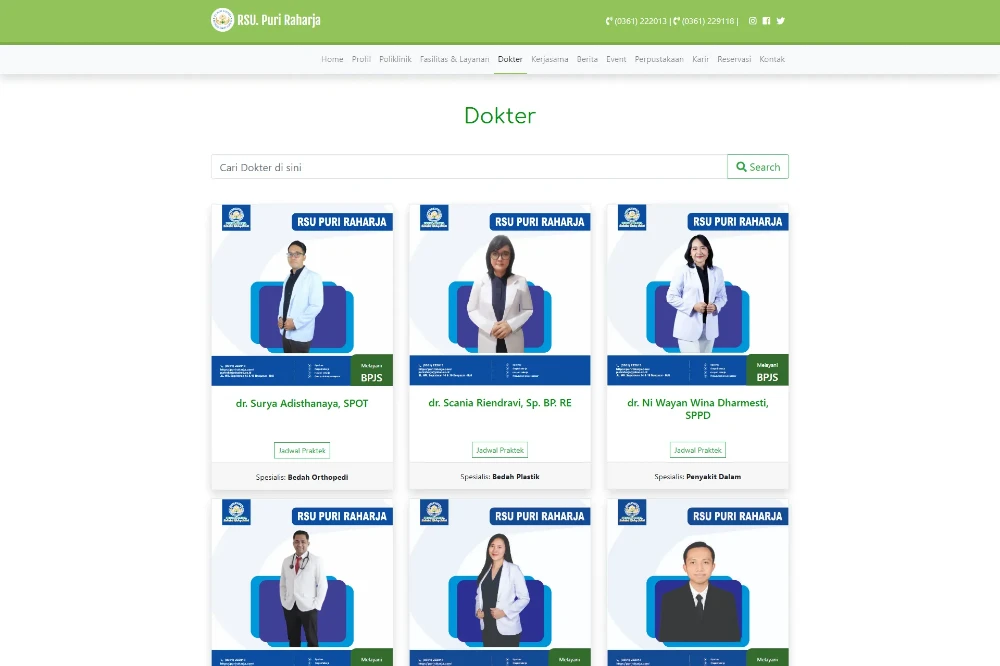 Halaman Dokter Web RSU Puri Raharja