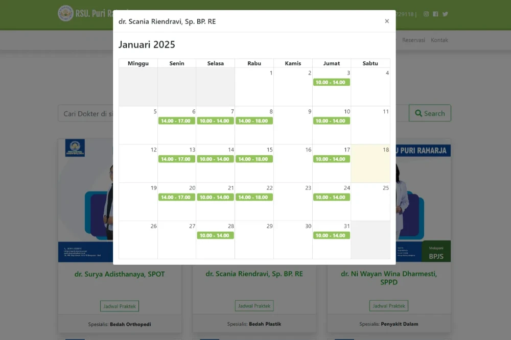 Jadwal Praktek Dokter Web Puri Raharja